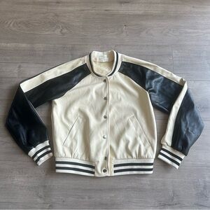 EUC by Anthropologie Colorblock Faux Leather Bomber jacket - size medium